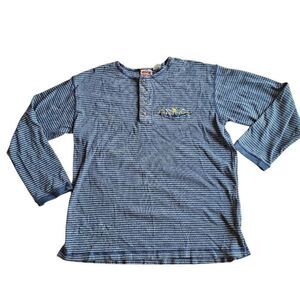 Vintage Mickey inc mens Sz S/M blue striped long sleeve cotton shirt